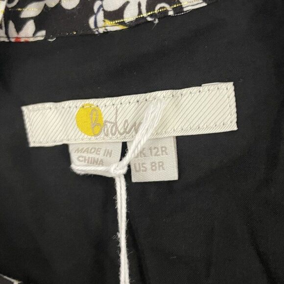 Boden Womens Mini Dress Tie neck UK 12 US 8 Black Floral Tropic charm D0440 NWT - Picture 7 of 12